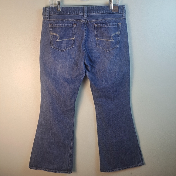 American Eagle Long Real Flare Blue Jeans Women's Size 10. - Picture 2 of 15